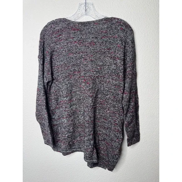 Pure Jill Womens Petite M Grey Marled Wool Cashmere Asymmetrical Sweater - Picture 6 of 7